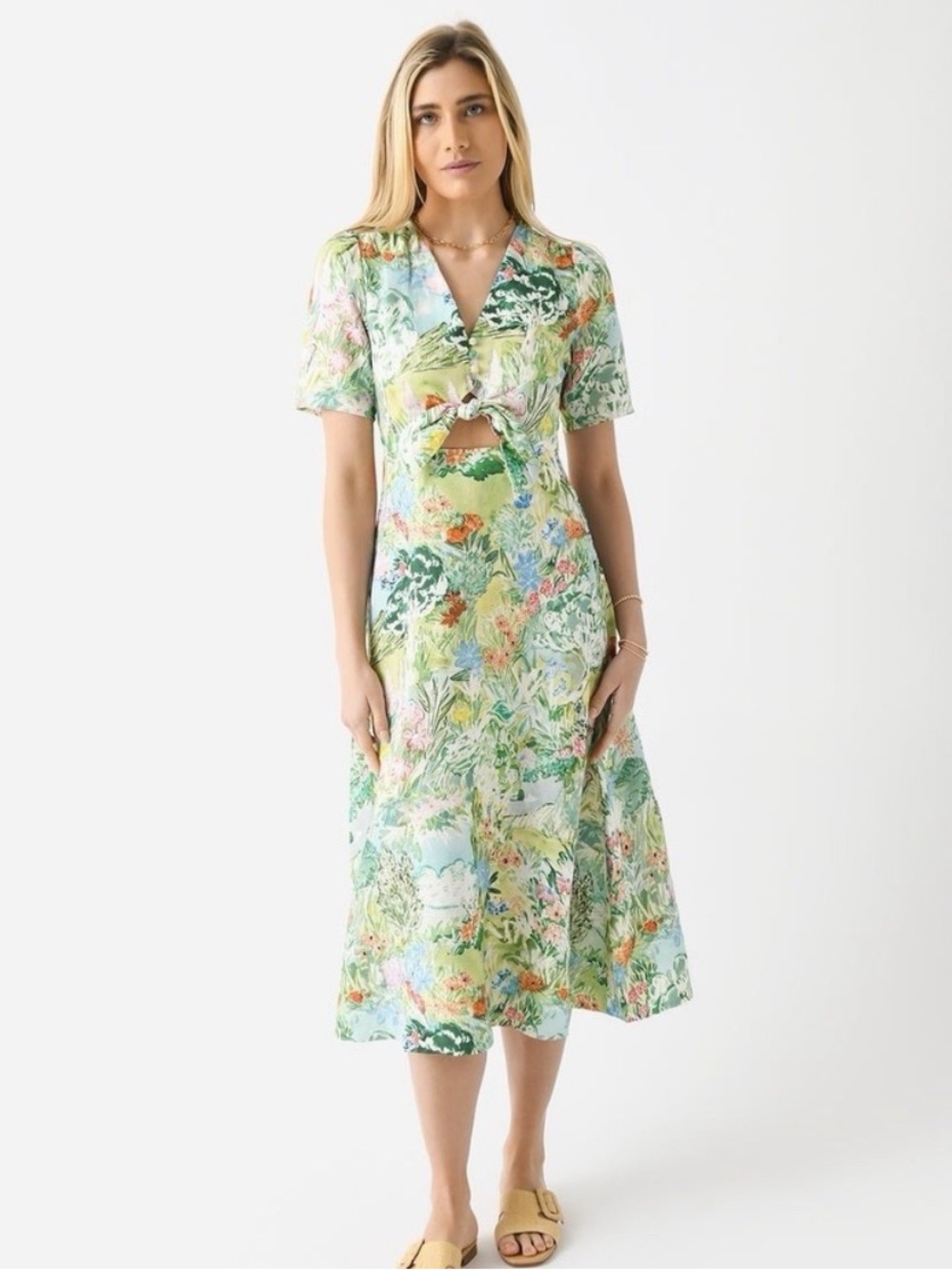 Hunter Bell Multi Floral Tie-Front Midi Dress